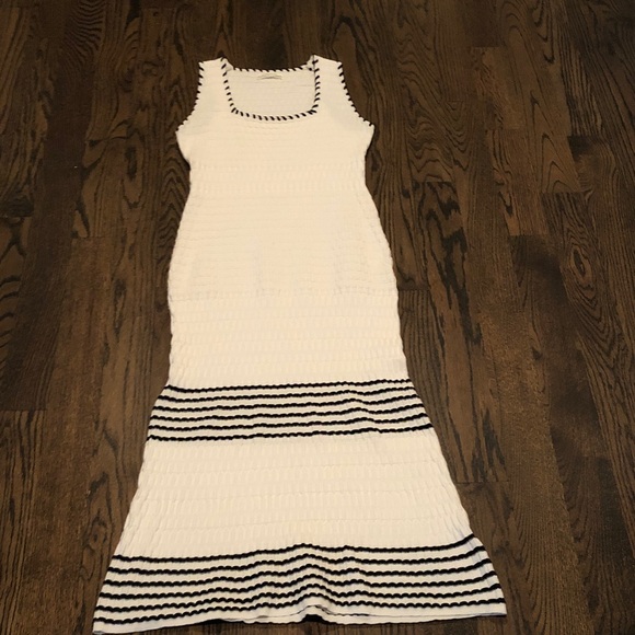 White and Black Striped Knit Dress by Anthropologie - Picture 1 of 6